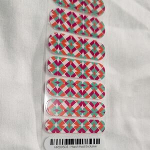 Jamberry New half sheet Host Exclusive orange, fuchsia, aqua & white nail wraps